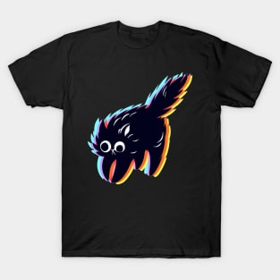 Psychedelic Cat Art with Glitch Effect: Neon Futuristic Design T-Shirt